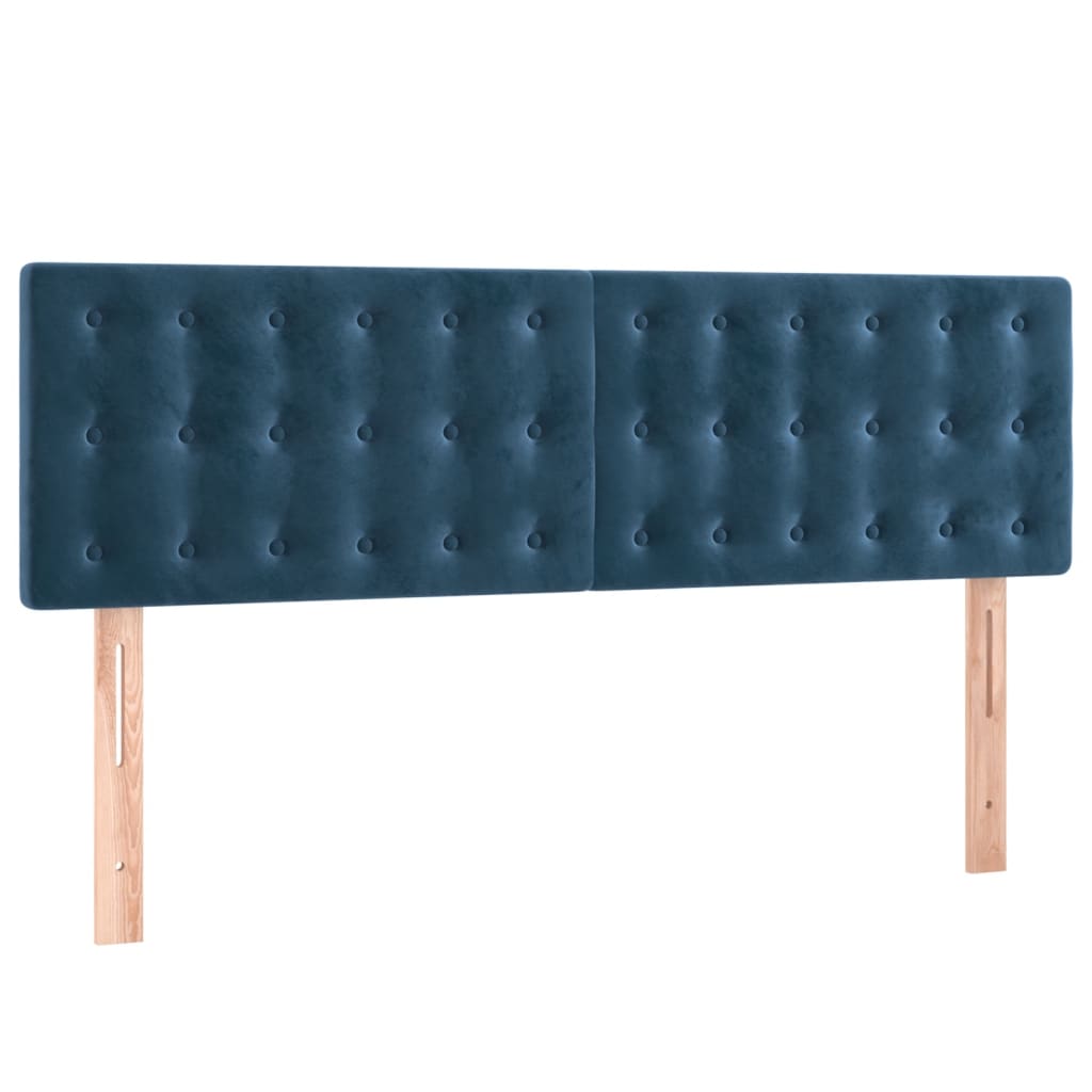 Box Spring Postel S Matrací Tmavě Modrá 140X190 Cm Samet