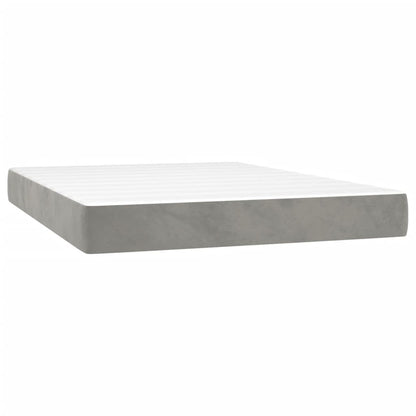 Box Spring Postel S Matrací Samet Světle Šedá