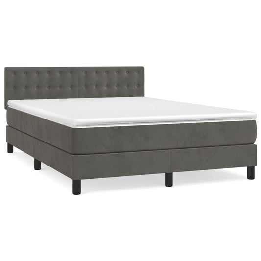 Box Spring Postel S Matrací Samet Tmavě Šedá