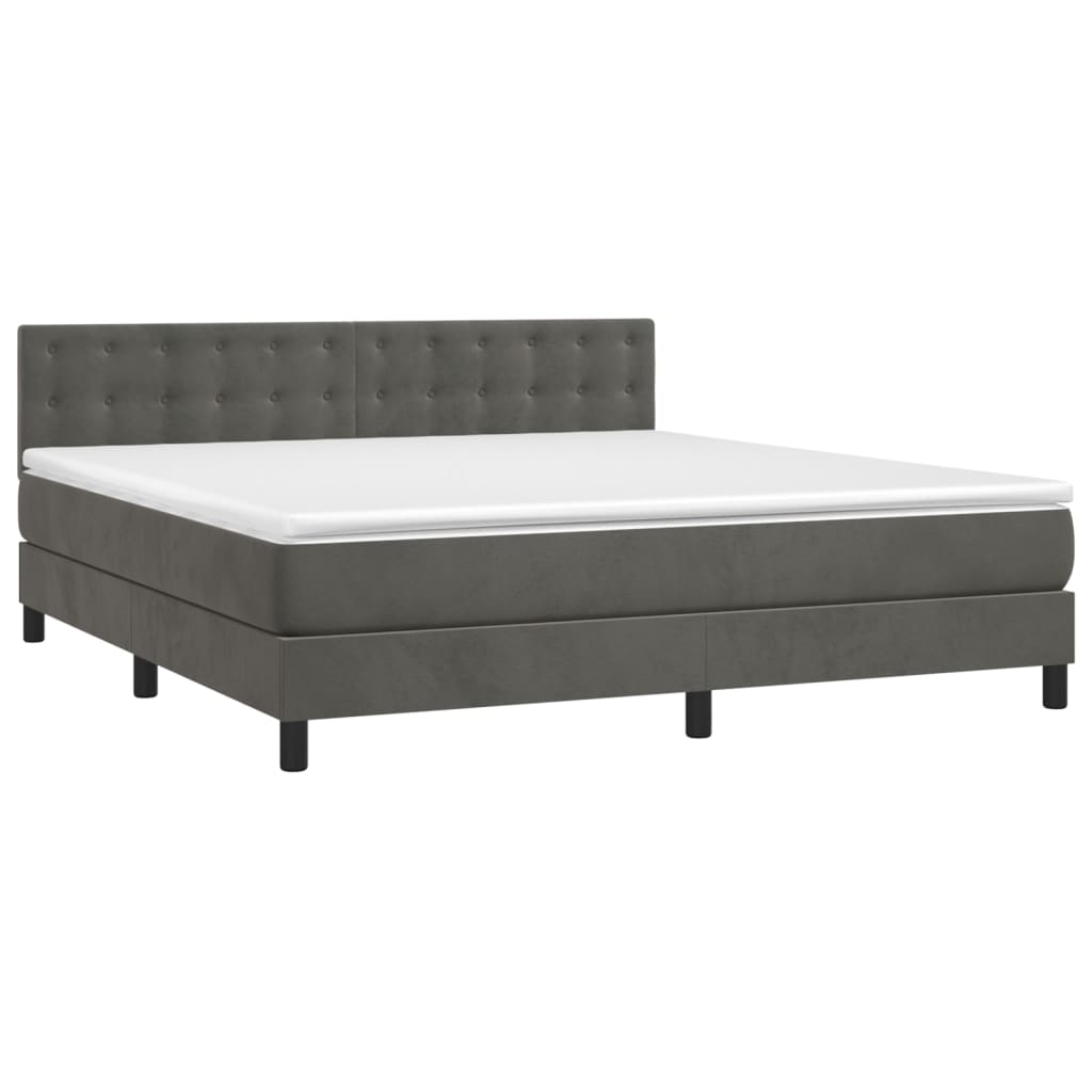 Box Spring Postel S Matrací Samet Tmavě Šedá