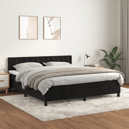Box Spring Postel S Matrací Černá 160X200 Cm Samet