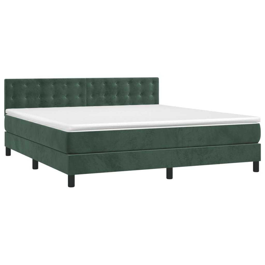 Box Spring Postel S Matrací Tmavě Zelená 160X200 Cm Samet
