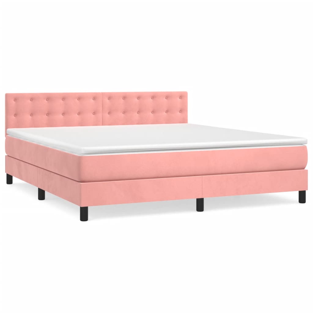Box Spring Postel S Matrací Růžová 160X200 Cm Samet