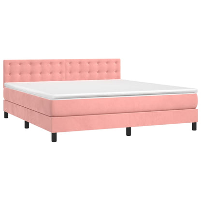 Box Spring Postel S Matrací Růžová 160X200 Cm Samet