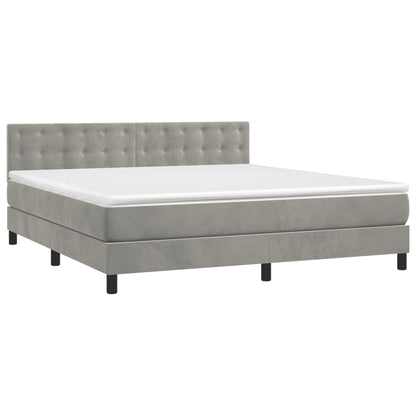 Box Spring Postel S Matrací Samet Světle Šedá
