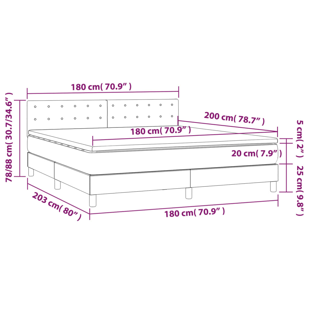 Box Spring Postel S Matrací Samet Tmavě Šedá