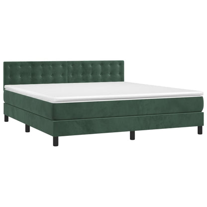 Box Spring Postel S Matrací Tmavě Zelená 180X200 Cm Samet