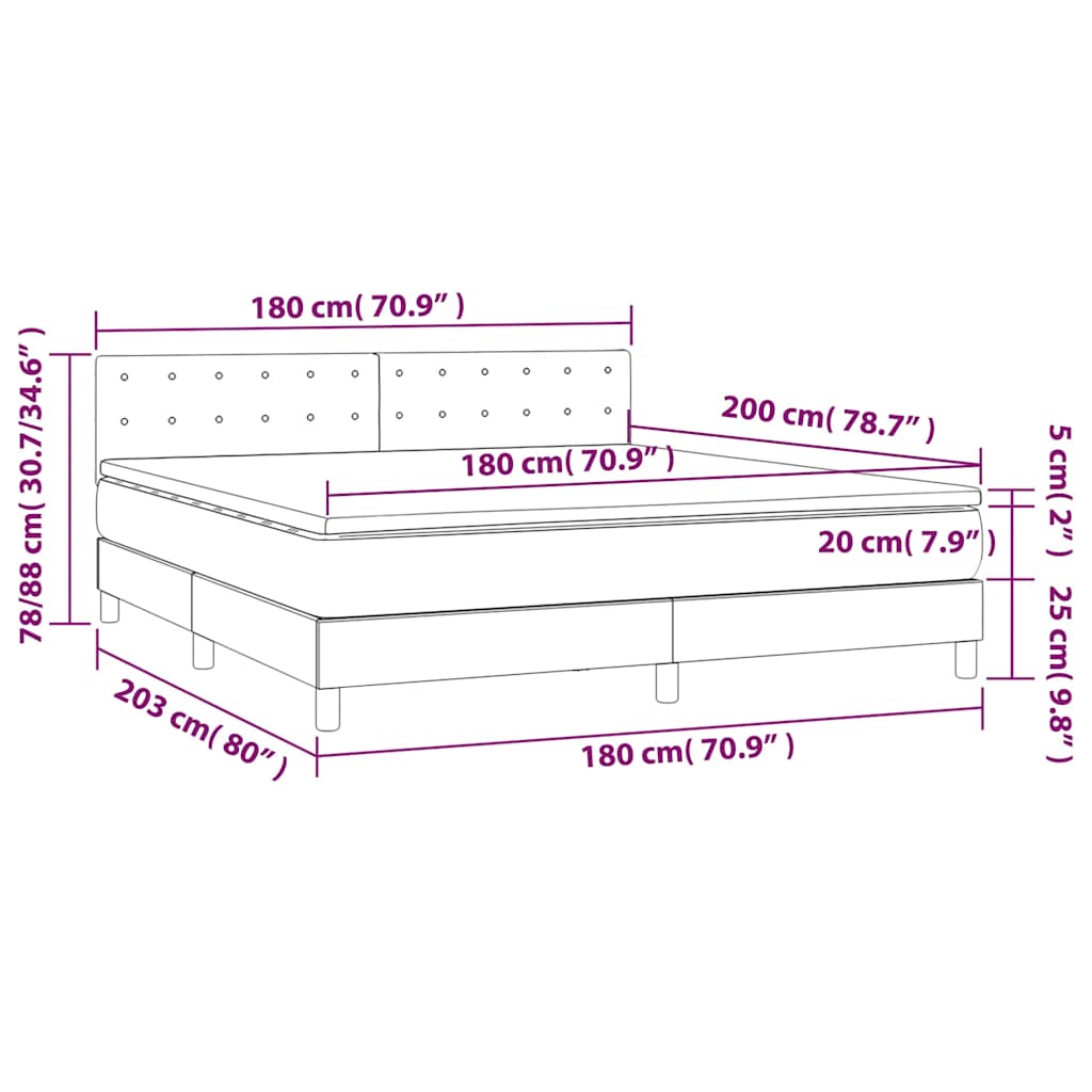 Box Spring Postel S Matrací Tmavě Modrá 180X200 Cm Samet
