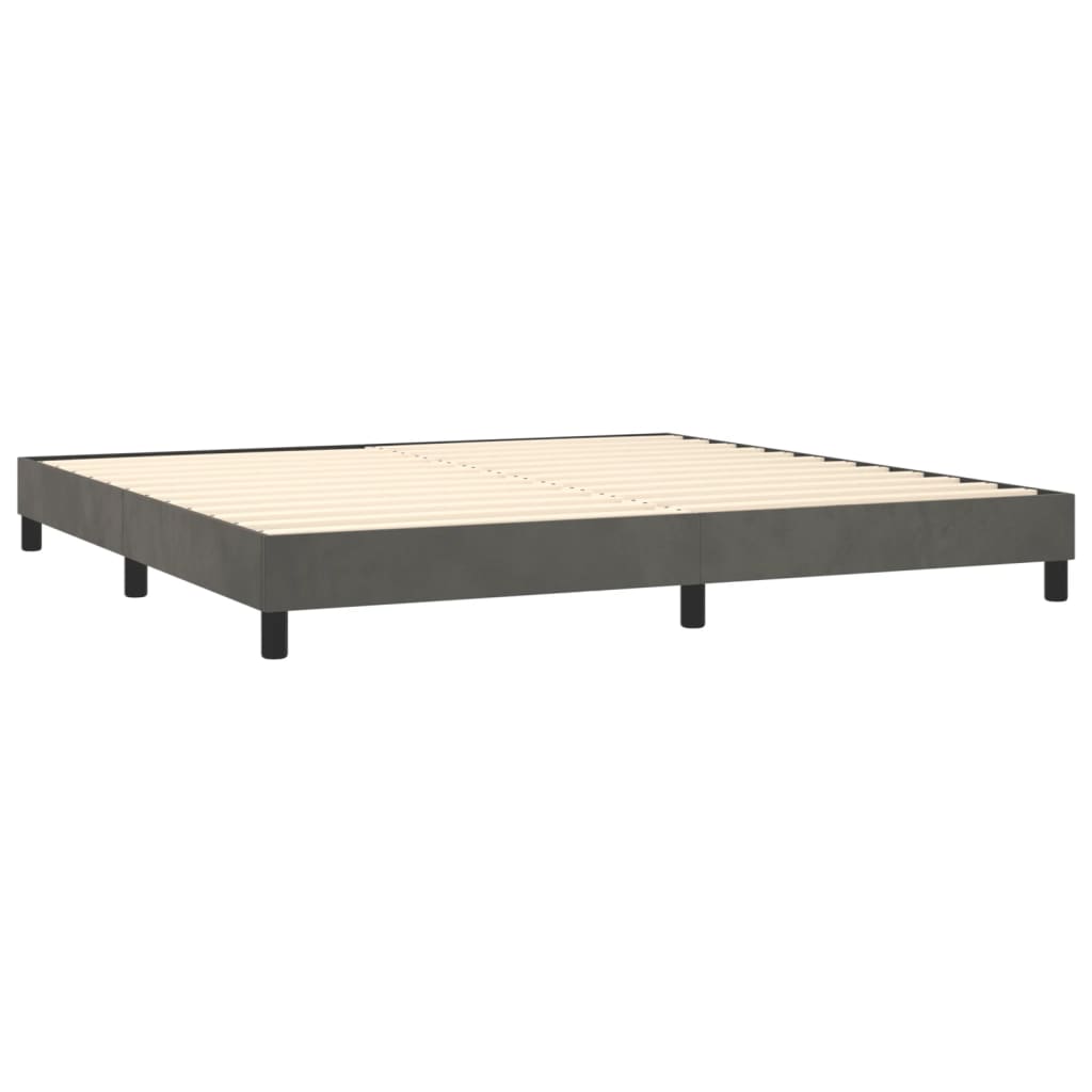 Box Spring Postel S Matrací Samet Tmavě Šedá