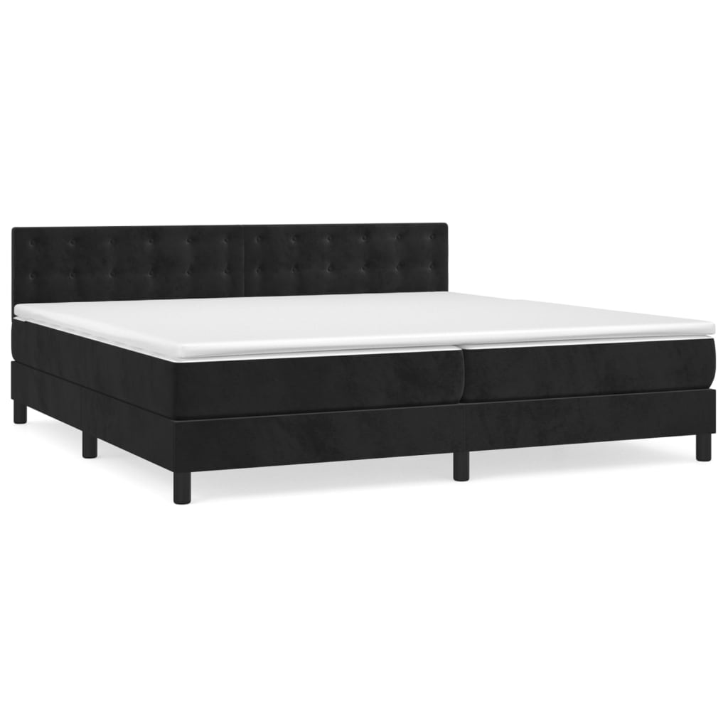 Box Spring Postel S Matrací Černá 200X200 Cm Samet