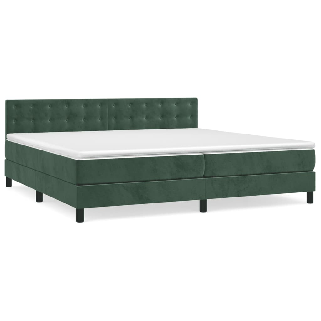 Box Spring Postel S Matrací Tmavě Zelená 200X200 Cm Samet