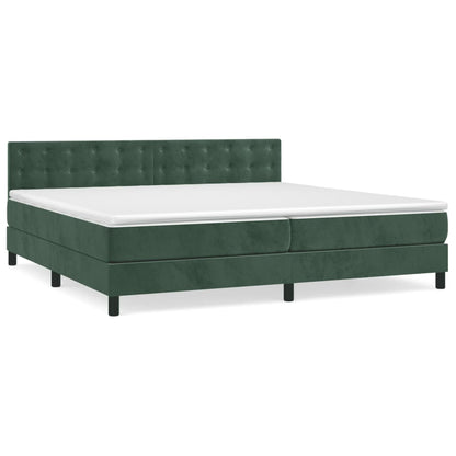 Box Spring Postel S Matrací Tmavě Zelená 200X200 Cm Samet