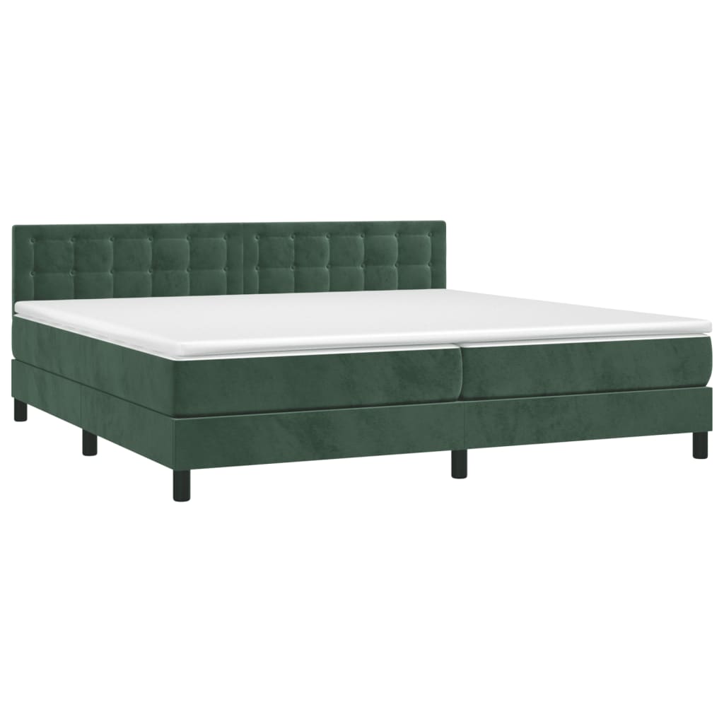 Box Spring Postel S Matrací Tmavě Zelená 200X200 Cm Samet