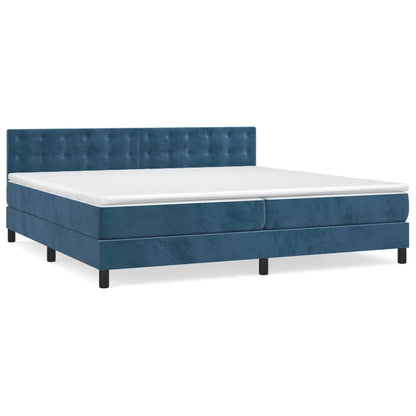 Box Spring Postel S Matrací Tmavě Modrá 200X200 Cm Samet
