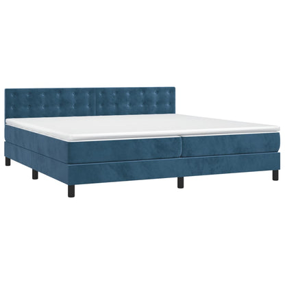 Box Spring Postel S Matrací Tmavě Modrá 200X200 Cm Samet