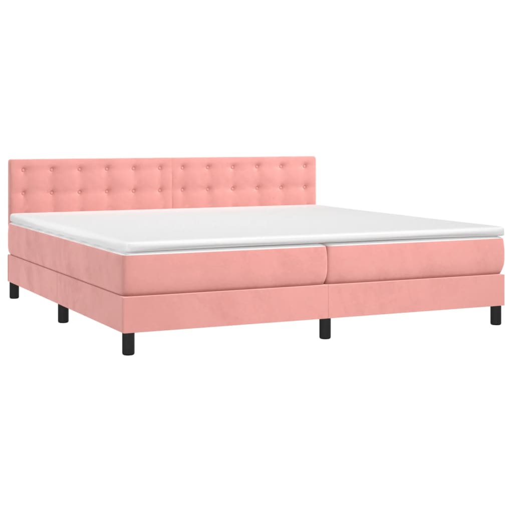 Box Spring Postel S Matrací Růžová 200X200 Cm Samet