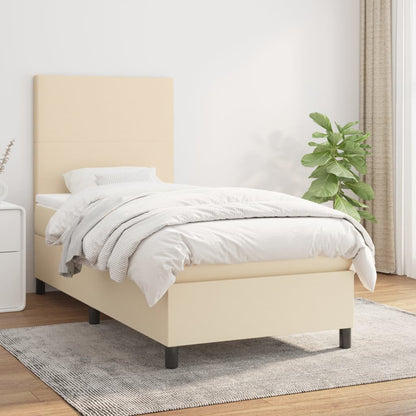 Box Spring Postel S Matrací Textil Krémová