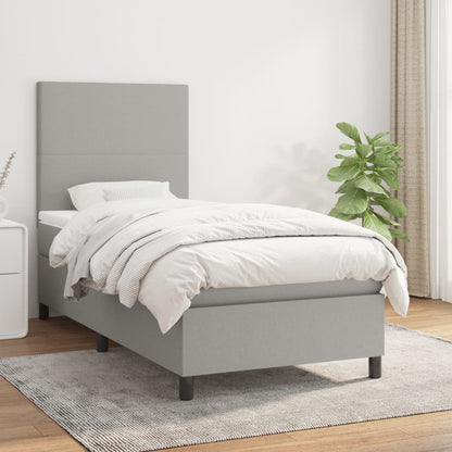 Box Spring Postel S Matrací Textil Světle Šedá