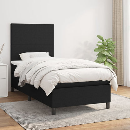 Box Spring Postel S Matrací Černá Textil Černá