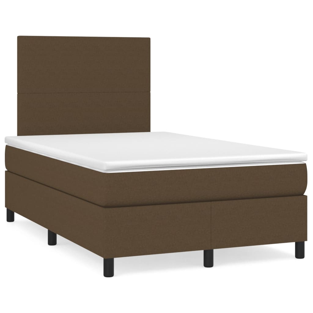 Box Spring Postel S Matrací Textil Tmavě Hnědá
