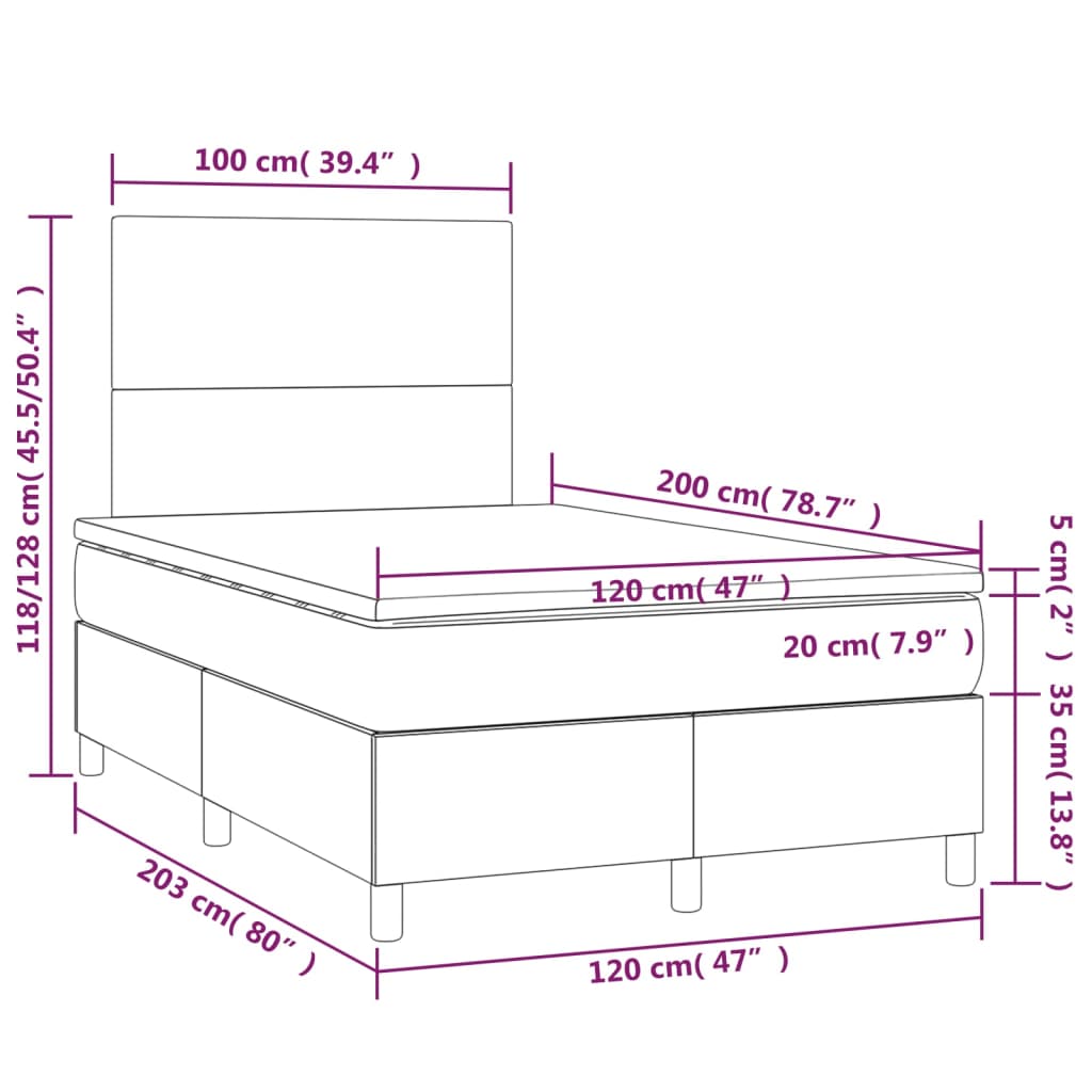 Box Spring Postel S Matrací Textil Tmavě Hnědá