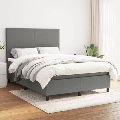 Box Spring Postel S Matrací Textil Tmavě Šedá