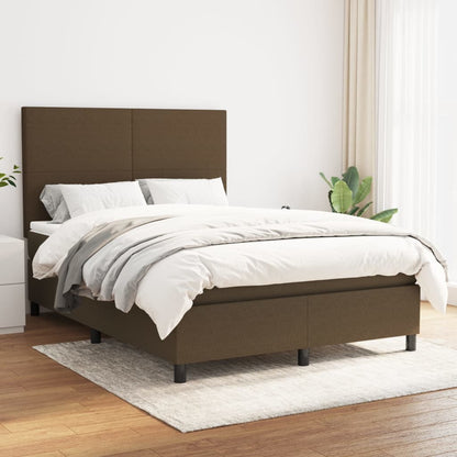 Box Spring Postel S Matrací Textil Tmavě Hnědá