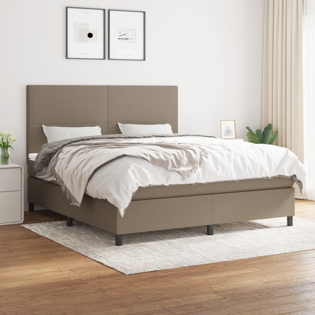 Box Spring Postel S Matrací Textil Taupe