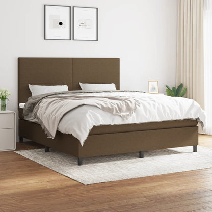 Box Spring Postel S Matrací Textil Tmavě Hnědá