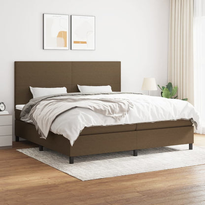 Box Spring Postel S Matrací Textil Tmavě Hnědá