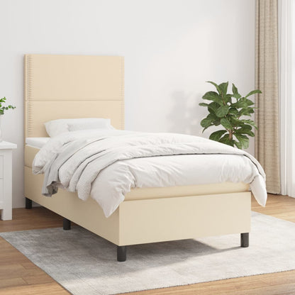 Box Spring Postel S Matrací Textil Krémová
