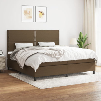Box Spring Postel S Matrací Textil Tmavě Hnědá