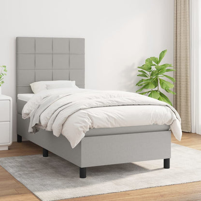 Box Spring Postel S Matrací Textil Světle Šedá