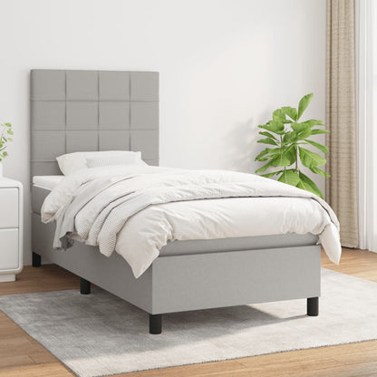 Box Spring Postel S Matrací Textil Světle Šedá