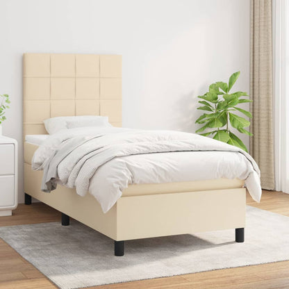 Box Spring Postel S Matrací Textil Krémová