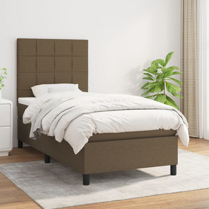 Box Spring Postel S Matrací Textil Tmavě Hnědá