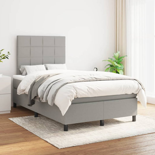 Box Spring Postel S Matrací Textil Světle Šedá