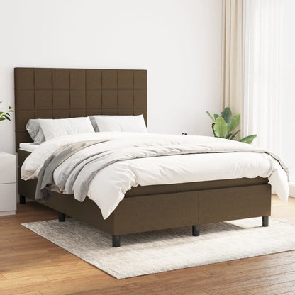 Box Spring Postel S Matrací Textil Tmavě Hnědá