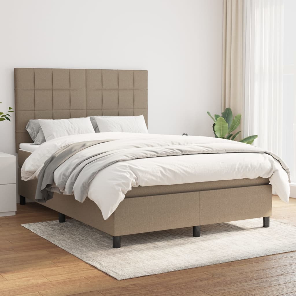 Box Spring Postel S Matrací Textil Taupe