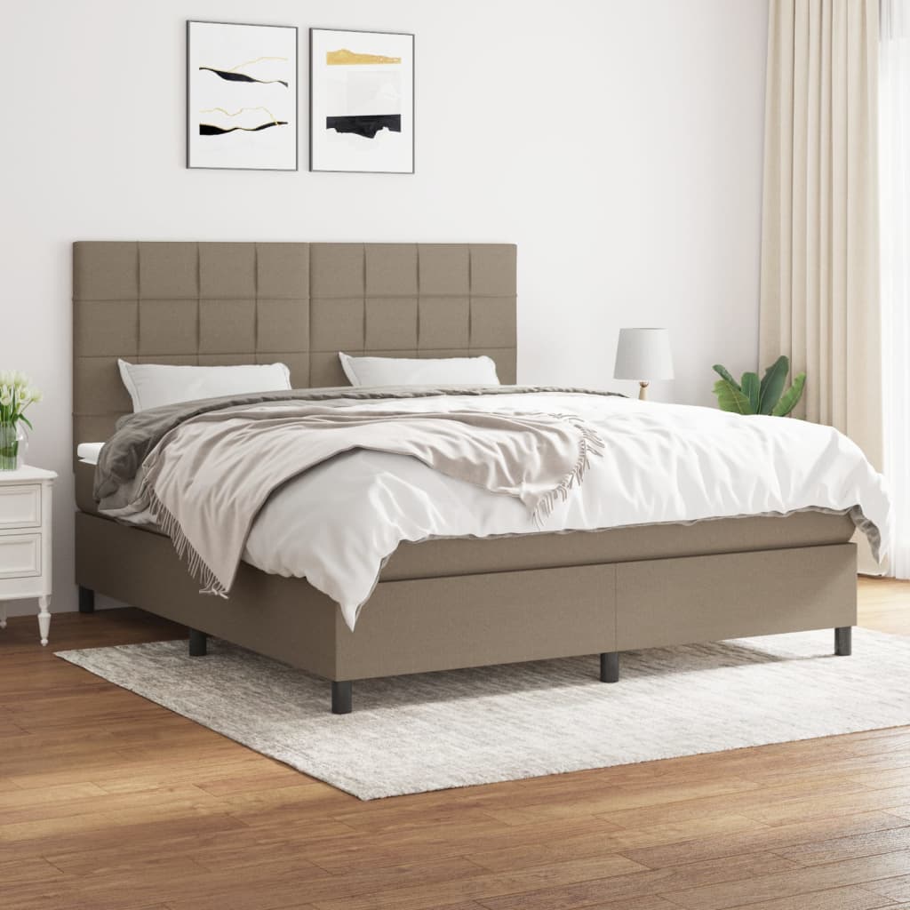 Box Spring Postel S Matrací Textil Taupe