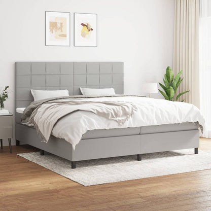 Box Spring Postel S Matrací Textil Světle Šedá