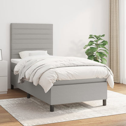 Box Spring Postel S Matrací Textil Světle Šedá