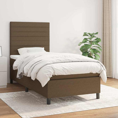 Box Spring Postel S Matrací Textil Tmavě Hnědá