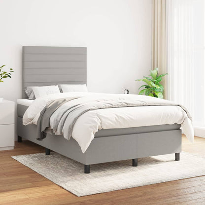 Box Spring Postel S Matrací Textil Světle Šedá