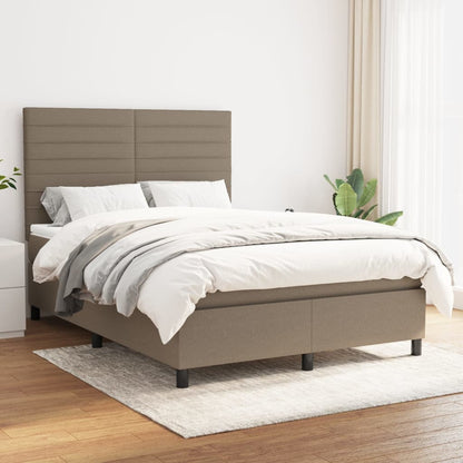 Box Spring Postel S Matrací Textil Taupe