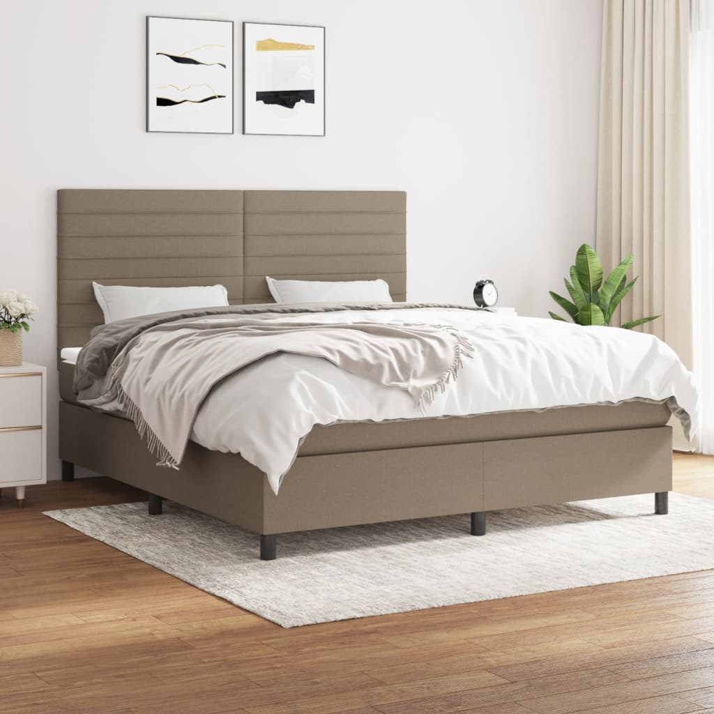 Box Spring Postel S Matrací Textil Taupe