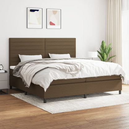 Box Spring Postel S Matrací Textil Tmavě Hnědá