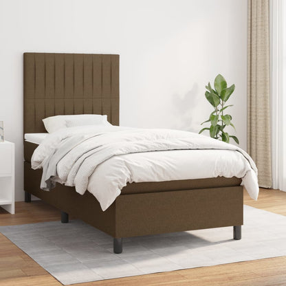 Box Spring Postel S Matrací Textil Tmavě Hnědá