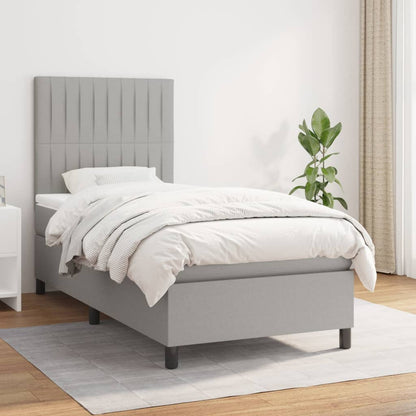 Box Spring Postel S Matrací Textil Světle Šedá