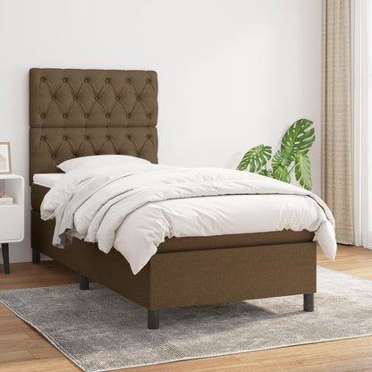 Box Spring Postel S Matrací Textil Tmavě Hnědá